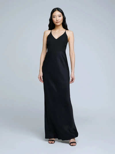 L Agence L'agence Zeta Satin Maxi Skirt In Black