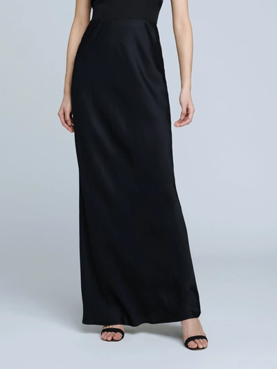 L Agence L'agence Zeta Satin Maxi Skirt In Black