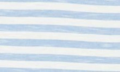 Max Studio V-neck Tiered Dress In Chambray/ Ivory Even Stripe