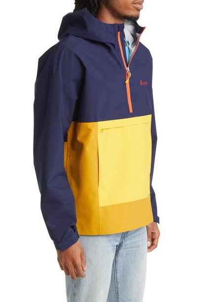 Shop Cotopaxi Cielo Water Resistant Hooded Pullover Anorak In Maritime / Amber