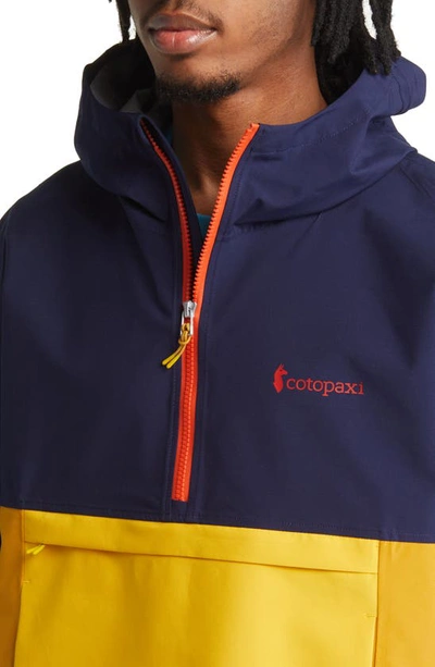 Shop Cotopaxi Cielo Water Resistant Hooded Pullover Anorak In Maritime / Amber