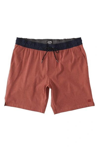 Shop Billabong Crossfire Elastic Waist Submersible Shorts In Dusty Red