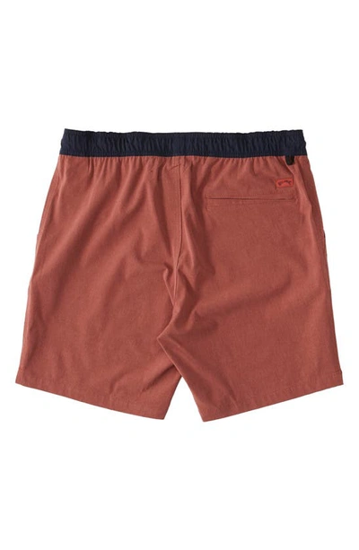 Shop Billabong Crossfire Elastic Waist Submersible Shorts In Dusty Red