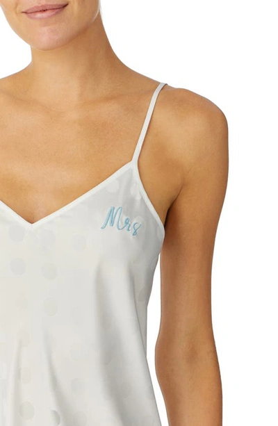 Shop Kate Spade Polka Dot Embroidered Stretch Satin Chemise In Winter White