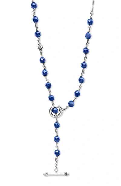 Lagos Caviar Icon Ultramarine Ceramic Bead Dual Layer Toggle Necklace In Marine