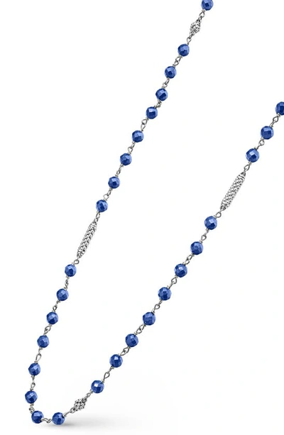 Lagos Caviar Icon Ultramarine Ceramic Bead Dual Layer Toggle Necklace In Marine