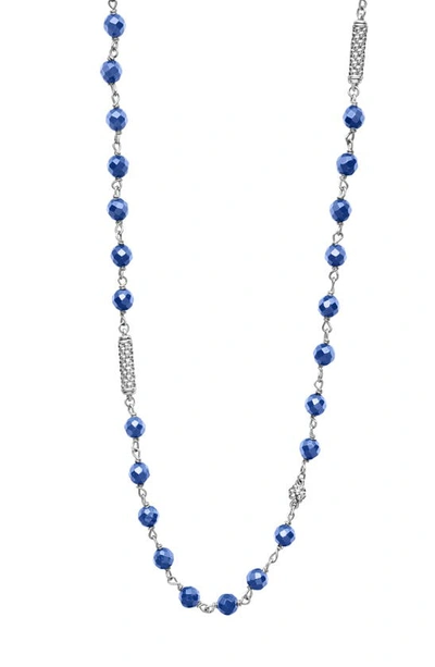 Lagos Caviar Icon Ultramarine Ceramic Bead Dual Layer Toggle Necklace In Marine