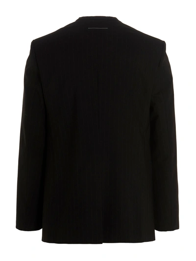 Shop Mm6 Maison Margiela Plastered Single Breast Blazer Jacket In Black