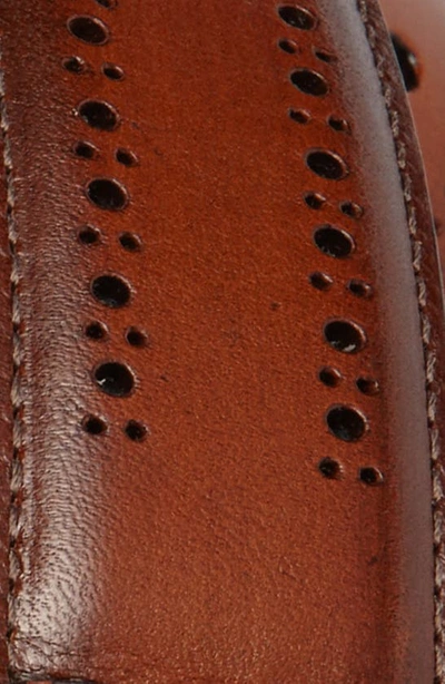 Shop Allen Edmonds Manistee Brogued Leather Belt In Walnut