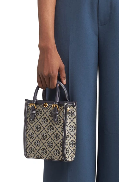 Tory Burch T Monogram Jacquard Mini Tote Bag In Tory Navy