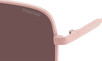 Shop Polaroid 56mm Polarized Square Sunglasses In Matte Pink/ Violet Polar