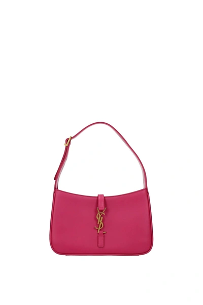 Shop Saint Laurent Handbags Hobo Leather Fuchsia