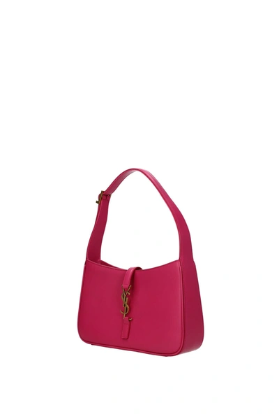 Shop Saint Laurent Handbags Hobo Leather Fuchsia