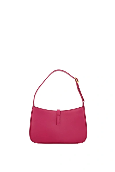 Shop Saint Laurent Handbags Hobo Leather Fuchsia