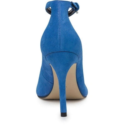 Shop Calvin Klein Demma Womens Suede Ankle Strap Loafer Heels In Blue