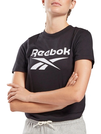 Shop Reebok Womens Crewneck Logo Graphic T-shirt In Black