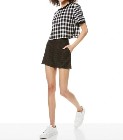 Shop Alice And Olivia Piera Plaid Cropped Tee In Shaw Plaid Black In Green