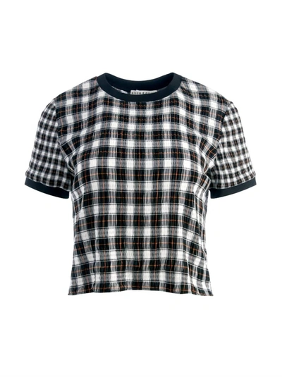 Shop Alice And Olivia Piera Plaid Cropped Tee In Shaw Plaid Black In Green