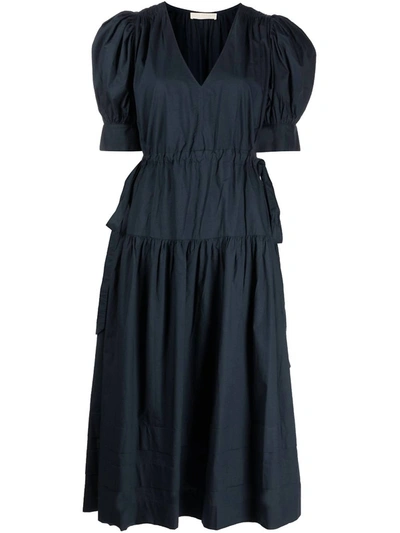 Shop Ulla Johnson Imani Midi Cotton Dress In Salute Dark Navy In Blue