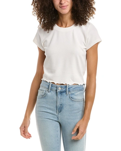 Shop Ocean Drive Rib Knit Crop T-shirt In White