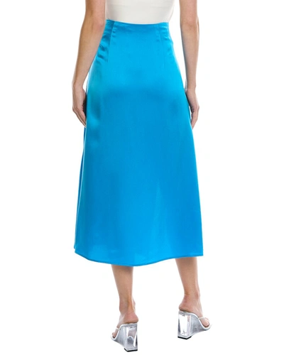 Shop Nicholas Lia Silk Midi Skirt In Blue