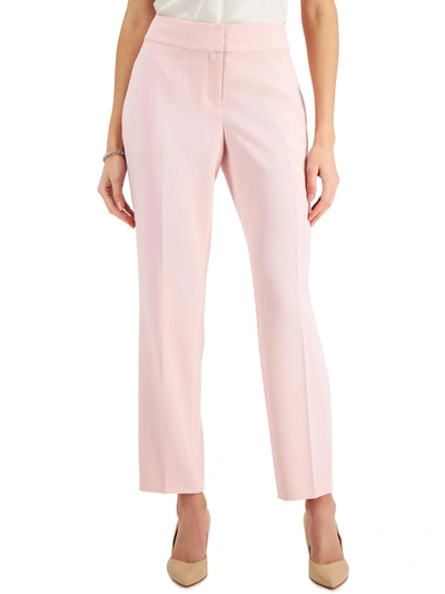 Shop Kasper Petites Womens Mid-rise Slim Straight Leg Pants In Pink