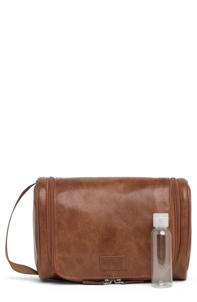 Shop Original Penguin Hanging Leather Dopp Kit In Lugg