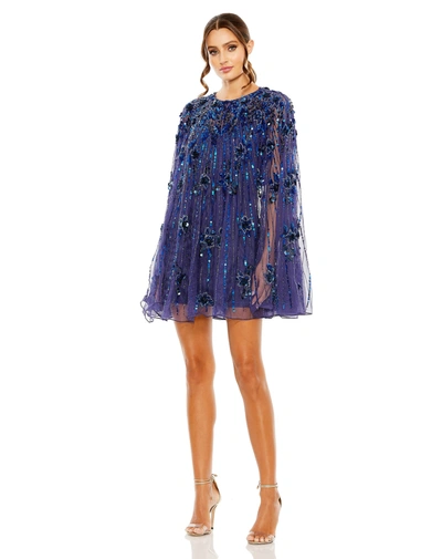 Shop Mac Duggal High Neck Embellished Trapeze Dress In Cobalt
