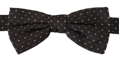 Shop Dolce & Gabbana Gray Polka Dot 100% Silk Neck Papillon Men's Tie In Black