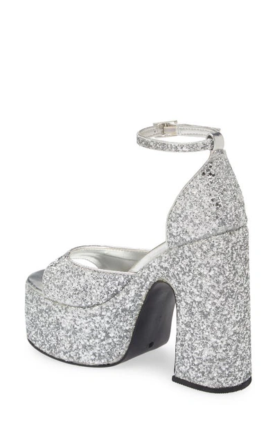 Shop Azalea Wang Bali Glitter Platform Sandal In Silver
