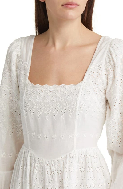 Shop Loveshackfancy Preslina Long Sleeve Cotton Eyelet Dress In True White