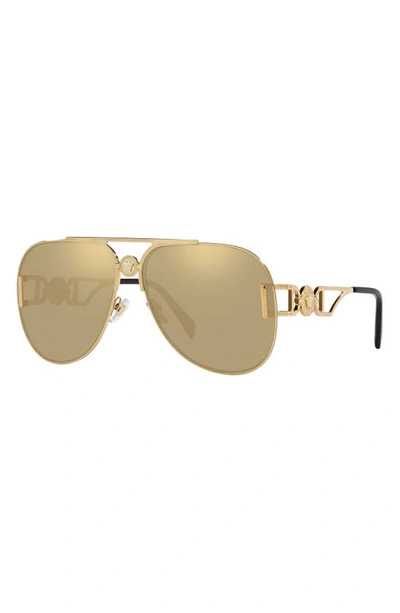 Shop Versace 63mm Butterfly Sunglasses In Gold