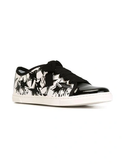 Shop Lanvin Star Print Toe Cap Sneakers In White/black/0010