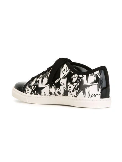 Shop Lanvin Star Print Toe Cap Sneakers In White/black/0010