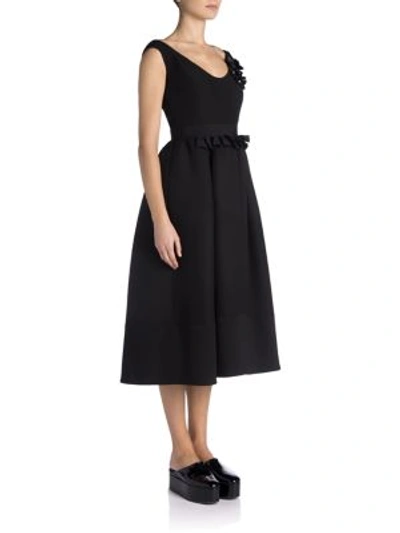 Shop Fendi Fur-embellished Fit-&-flare Dress In Black
