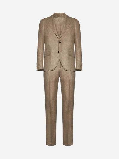 Shop Lardini Wool, Linen And Silk Suit In Brown