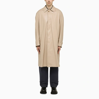Shop 4sdesigns Coated Beige Single-breasted Trench Coat