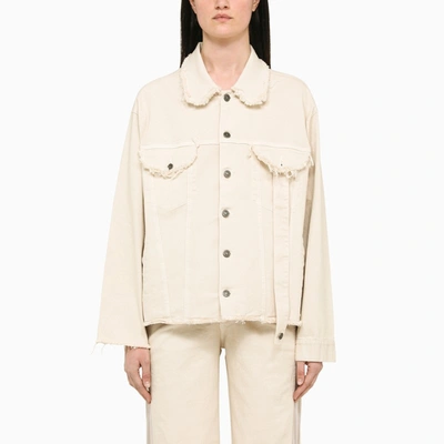 Shop Julfer Ivory Denim Jacket In White