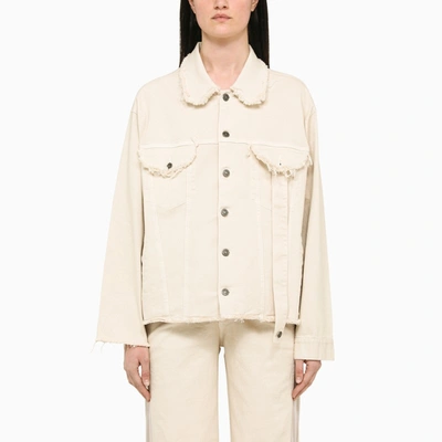 Julfer Ivory Denim Jacket In White
