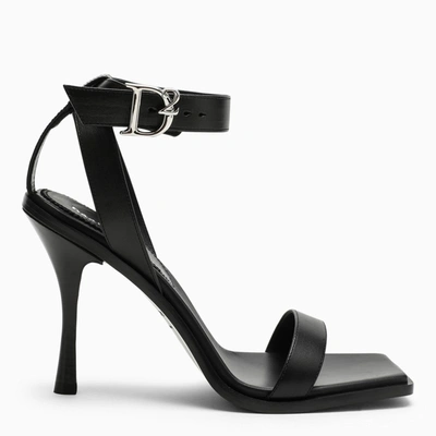 Shop Dsquared2 Black High Leather Sandals With D2-buckle