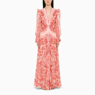 Shop Etro Long Red/pink Maxi Dress In Print