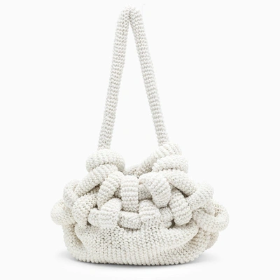 Shop Chloé White Knitted Pilar Hobo Bag