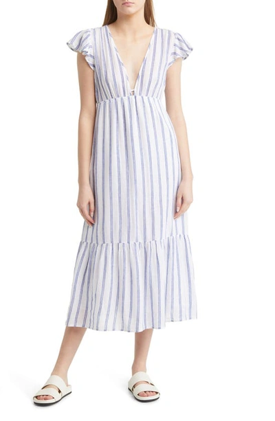 Shop Rails Tina Flutter Sleeve Stripe Midi Dress In Villa Stripe