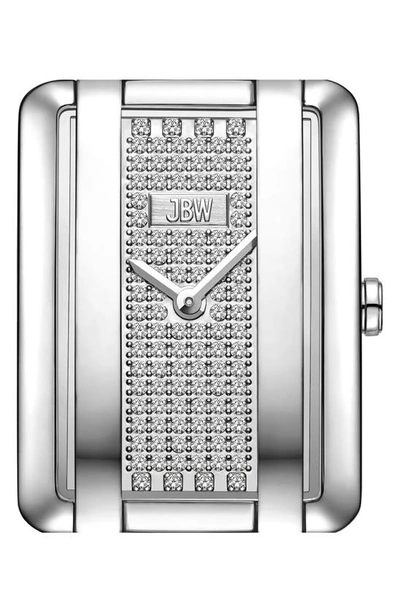 Jbw Mink Petite Lab Created Diamond Bracelet Watch, 23mm X 8mm In Silver/ Silver