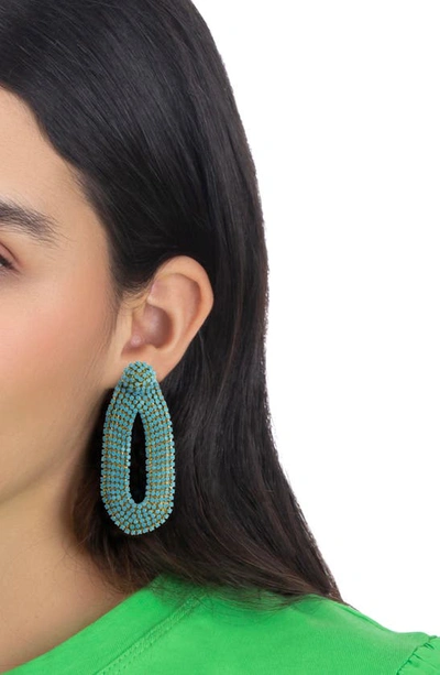 Deepa Gurnani Shyna Crystal Drop Earrings In Turquoise