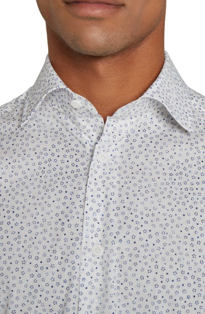 Shop Jack Victor Wood Floral Stretch Button-up Shirt In Blue