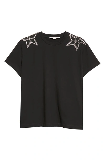 Shop Stella Mccartney Embellished Star Cotton T-shirt In 1000 Black
