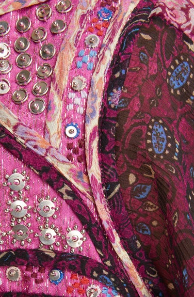 Shop Isabel Marant Orna Cutout Patchwork Silk Chiffon Top In Fuchsia