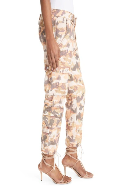 Shop Isabel Marant Elodie Camo Print Cotton Cargo Pants In Camel