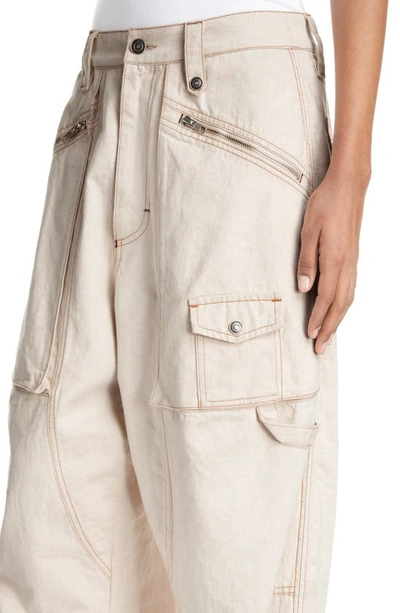 Shop Isabel Marant Paciane Cotton & Hemp Wide Leg Pants In Ecru